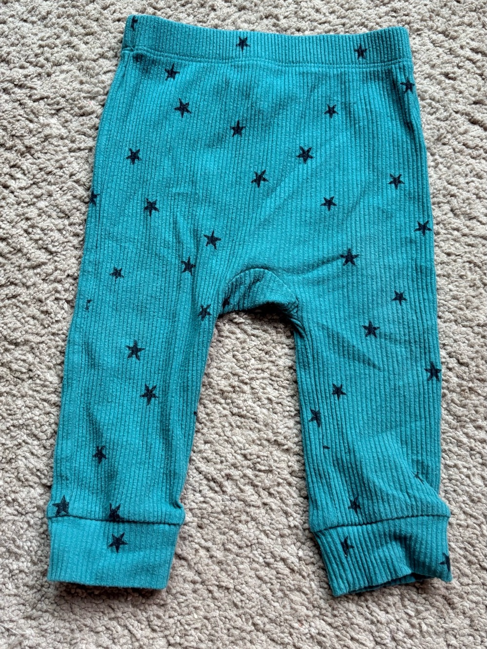 Cat & Jack Teal Ribbed Leggings with Black Star Print